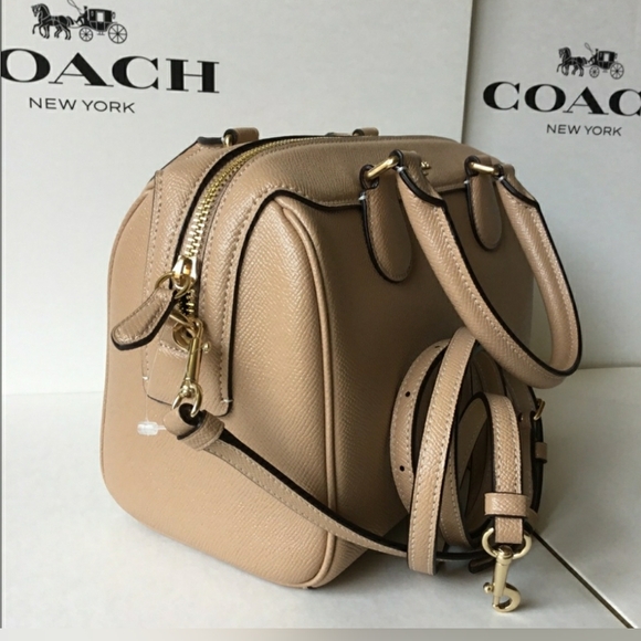 Coach Designer Tan Bennett Crossgrain Leather Crossbody Purse Handbag - Picture 2 of 10